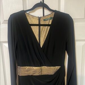 Lauren Ralph Lauren floor length formal dress Black, long sleeves  size 6